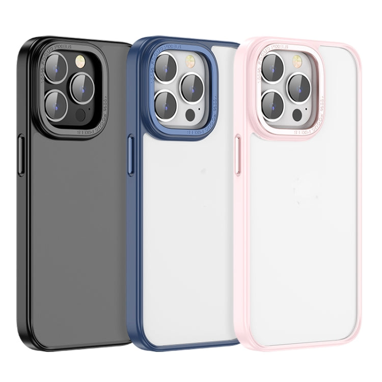 For iPhone 14 Pro hoco Golden Shield Frosted Phone Case(Pink)