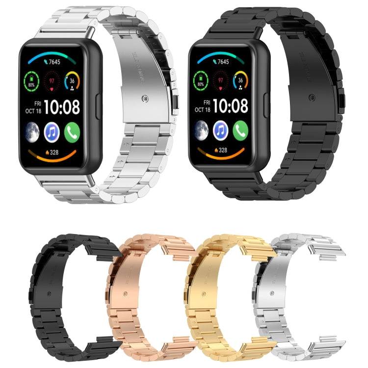For Huawei Watch Fit 2 Three-bead Stainless Steel Watch Band
