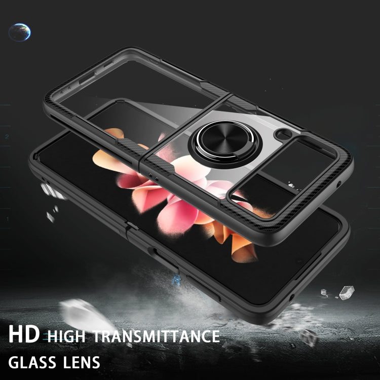 For Samsung Galaxy Z Flip3 5G Shockproof Transparent TPU + Acrylic Protective Phone Case with Ring Holder
