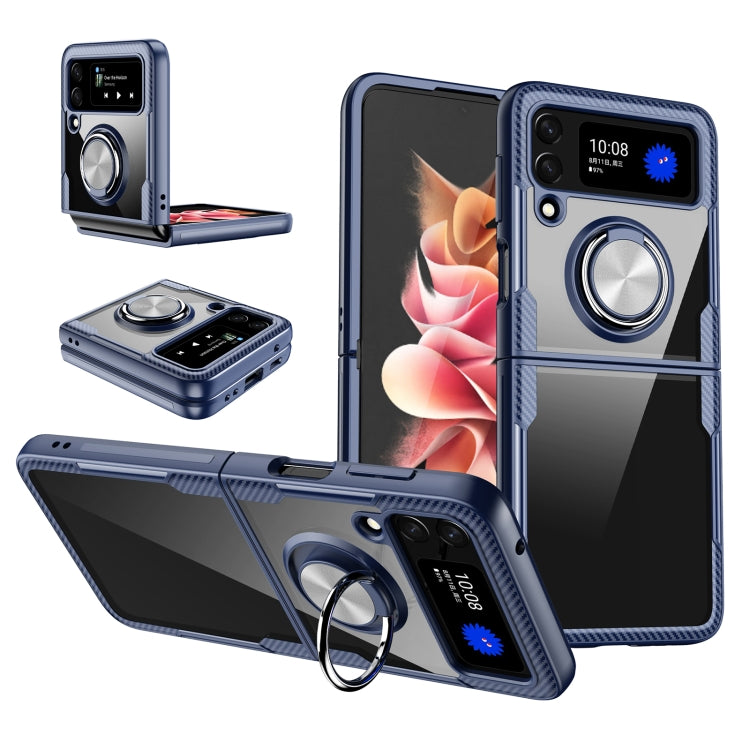 For Samsung Galaxy Z Flip3 5G Shockproof Transparent TPU + Acrylic Protective Phone Case with Ring Holder