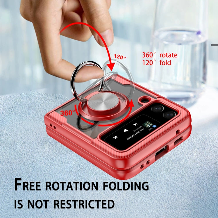 For Samsung Galaxy Z Flip3 5G Shockproof Transparent TPU + Acrylic Protective Phone Case with Ring Holder