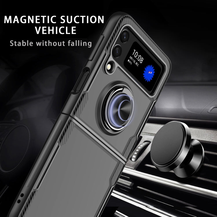 For Samsung Galaxy Z Flip3 5G Shockproof Transparent TPU + Acrylic Protective Phone Case with Ring Holder