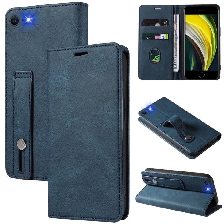 For iPhone SE 2022 / SE 2020 / 8 / 7 Wristband Magnetic Leather Phone Case