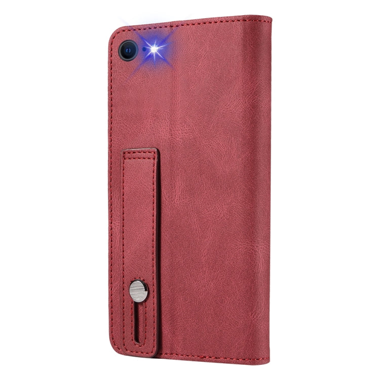 For iPhone SE 2022 / SE 2020 / 8 / 7 Wristband Magnetic Leather Phone Case