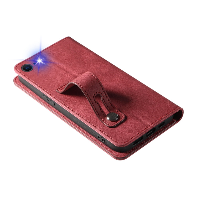 For iPhone SE 2022 / SE 2020 / 8 / 7 Wristband Magnetic Leather Phone Case