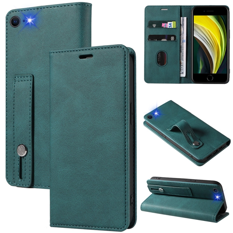 For iPhone SE 2022 / SE 2020 / 8 / 7 Wristband Magnetic Leather Phone Case