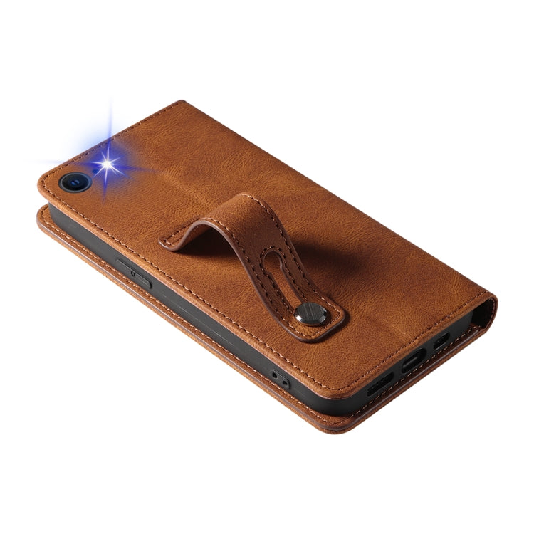 For iPhone SE 2022 / SE 2020 / 8 / 7 Wristband Magnetic Leather Phone Case