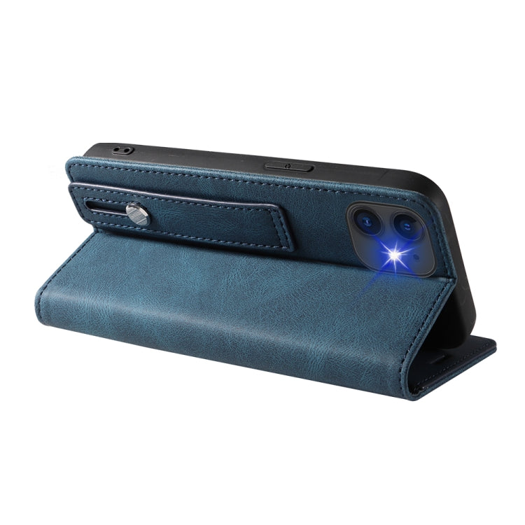 For iPhone 11 Wristband Magnetic Leather Phone Case