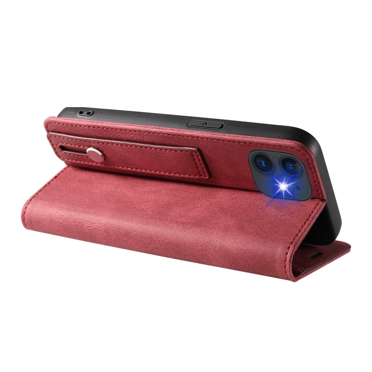 For iPhone 11 Wristband Magnetic Leather Phone Case