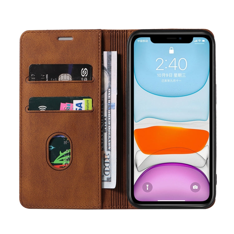 For iPhone 11 Wristband Magnetic Leather Phone Case