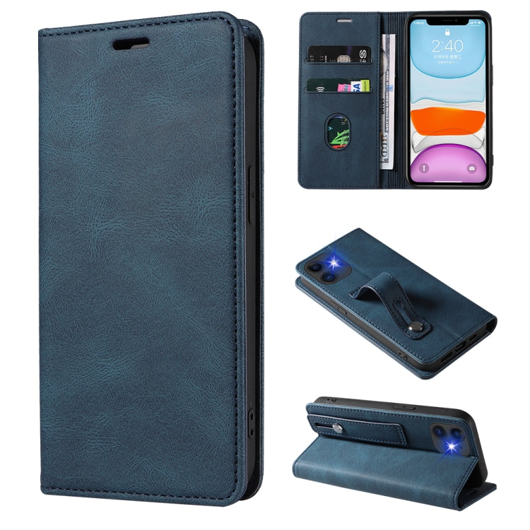 For iPhone 11 Pro Max Wristband Magnetic Leather Phone Case