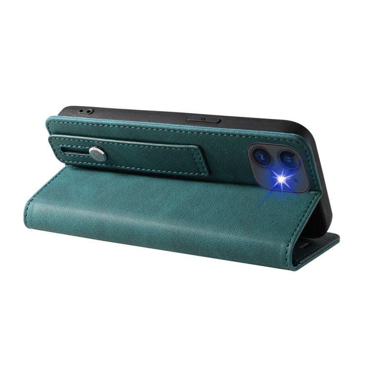 For iPhone 11 Pro Max Wristband Magnetic Leather Phone Case