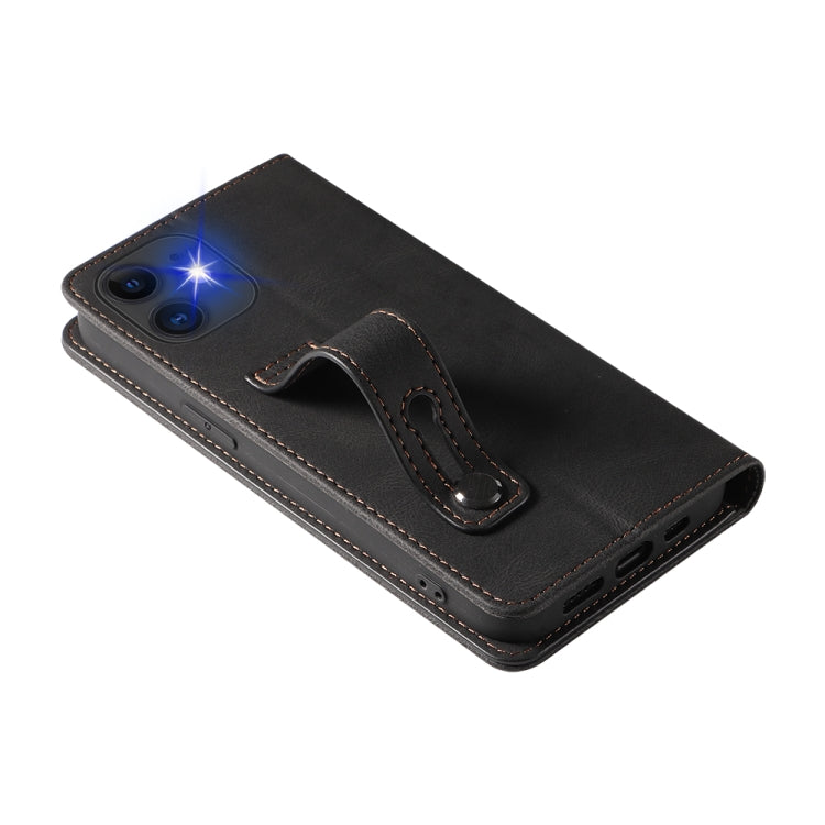 For iPhone 11 Pro Max Wristband Magnetic Leather Phone Case