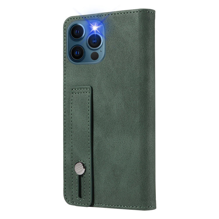 For iPhone 12 / 12 Pro Wristband Magnetic Leather Phone Case