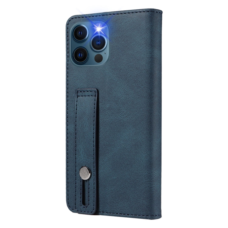 For iPhone 12 / 12 Pro Wristband Magnetic Leather Phone Case