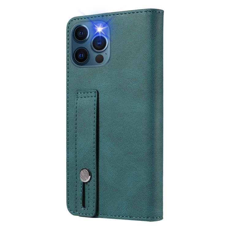 For iPhone 12 / 12 Pro Wristband Magnetic Leather Phone Case
