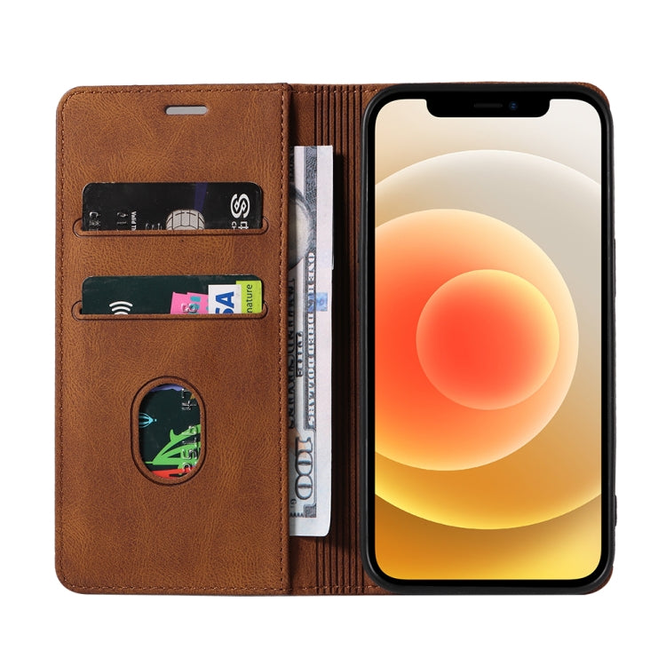 For iPhone 12 / 12 Pro Wristband Magnetic Leather Phone Case