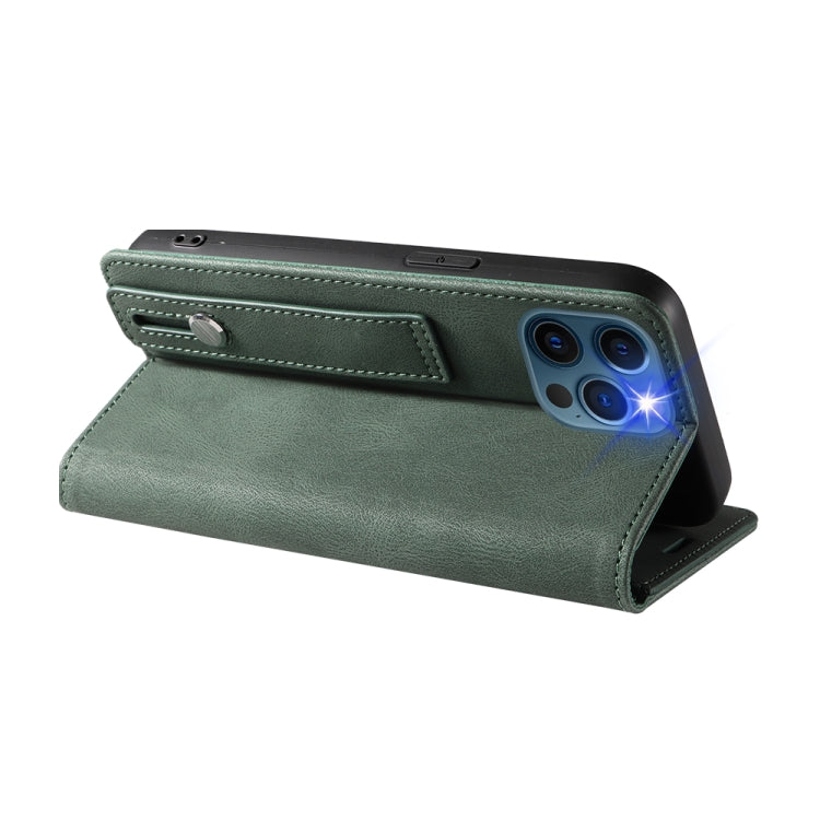 For iPhone 12 mini Wristband Magnetic Leather Phone Case
