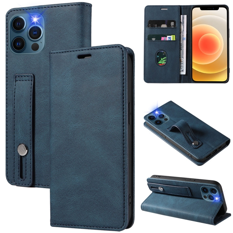 For iPhone 12 mini Wristband Magnetic Leather Phone Case