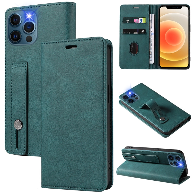 For iPhone 12 mini Wristband Magnetic Leather Phone Case