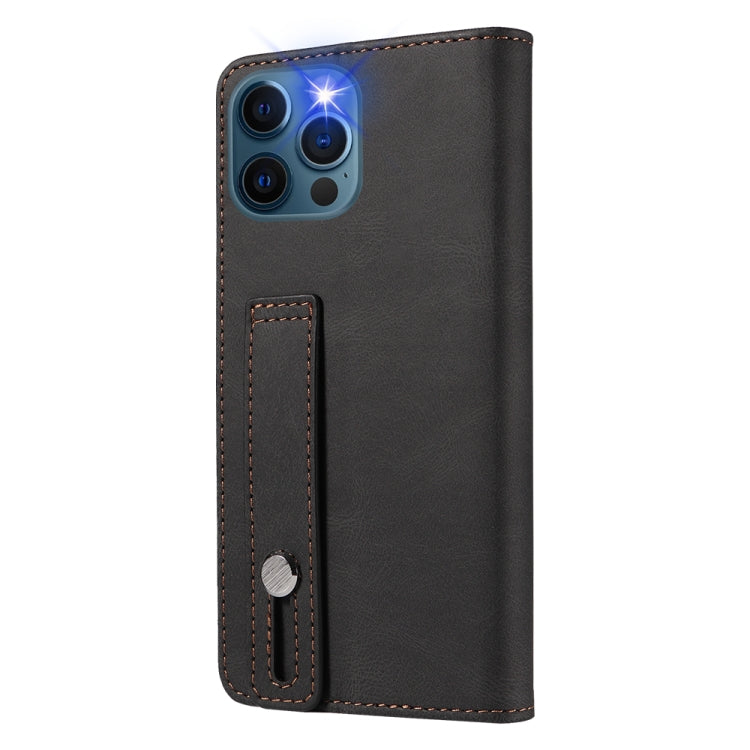 For iPhone 12 mini Wristband Magnetic Leather Phone Case