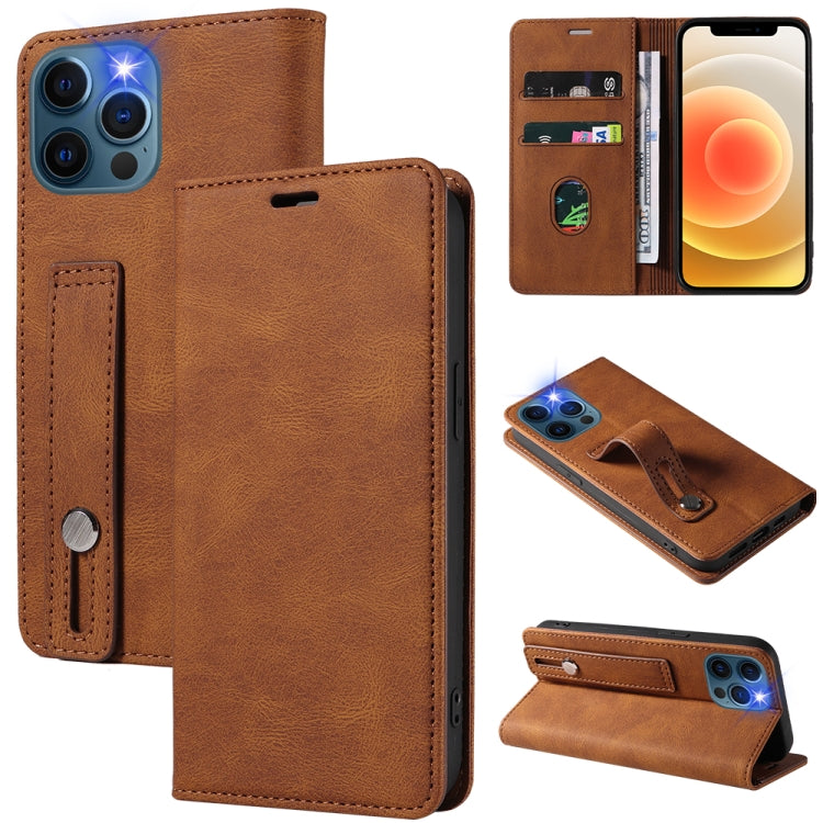 For iPhone 12 mini Wristband Magnetic Leather Phone Case
