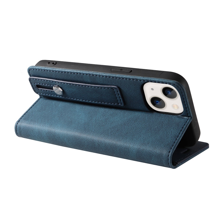 For iPhone 13 Wristband Magnetic Leather Phone Case