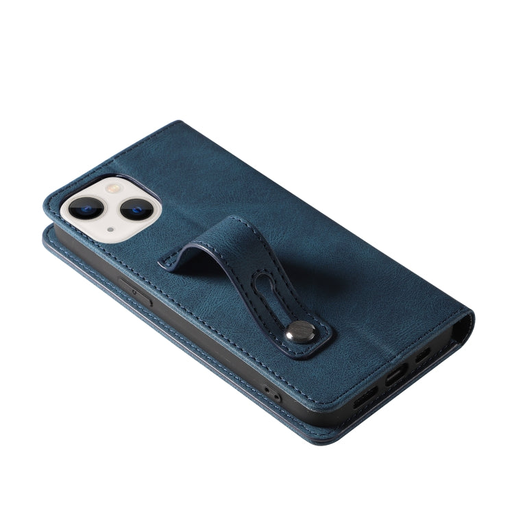 For iPhone 13 Wristband Magnetic Leather Phone Case