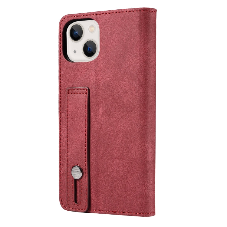 For iPhone 13 Wristband Magnetic Leather Phone Case