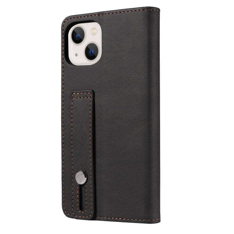 For iPhone 13 Wristband Magnetic Leather Phone Case