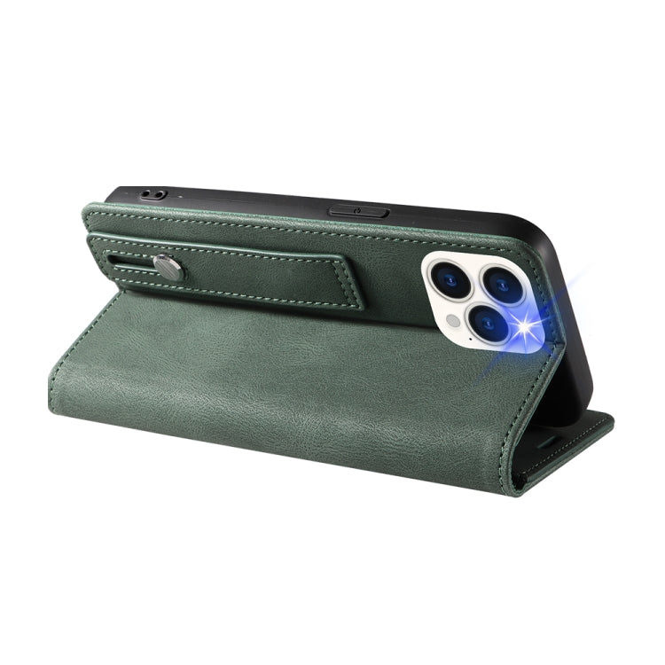 For iPhone 13 Pro Wristband Magnetic Leather Phone Case