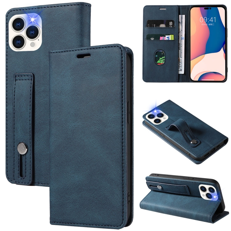 For iPhone 13 Pro Wristband Magnetic Leather Phone Case