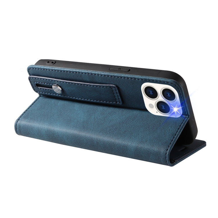 For iPhone 13 Pro Wristband Magnetic Leather Phone Case
