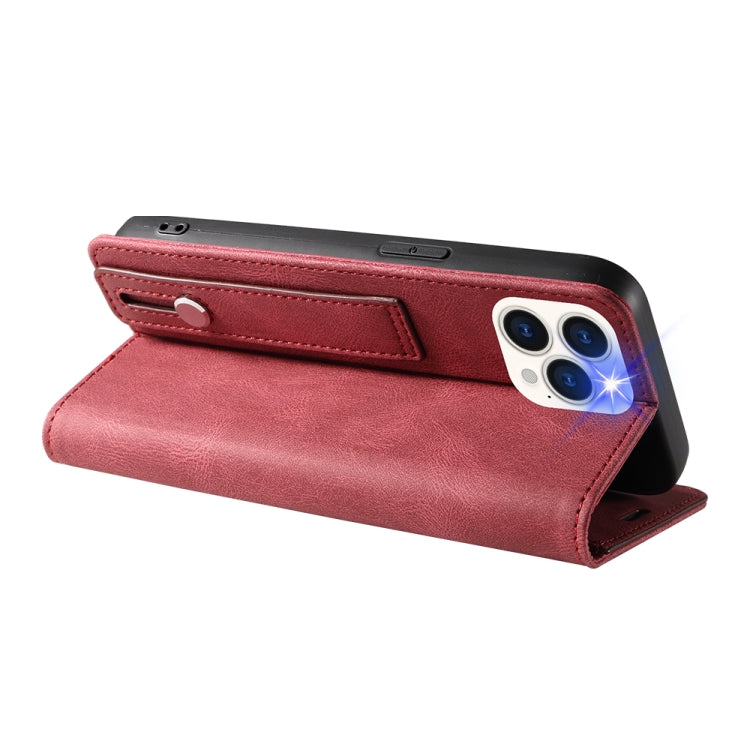 For iPhone 13 Pro Wristband Magnetic Leather Phone Case