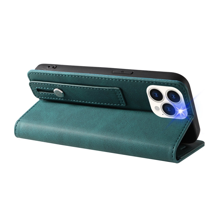 For iPhone 13 Pro Wristband Magnetic Leather Phone Case