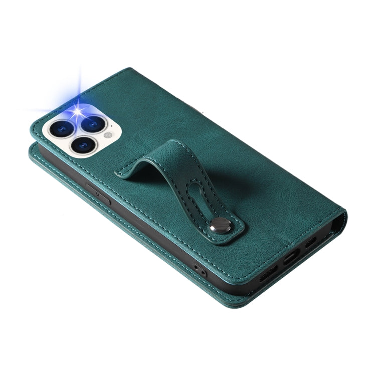 For iPhone 13 Pro Wristband Magnetic Leather Phone Case