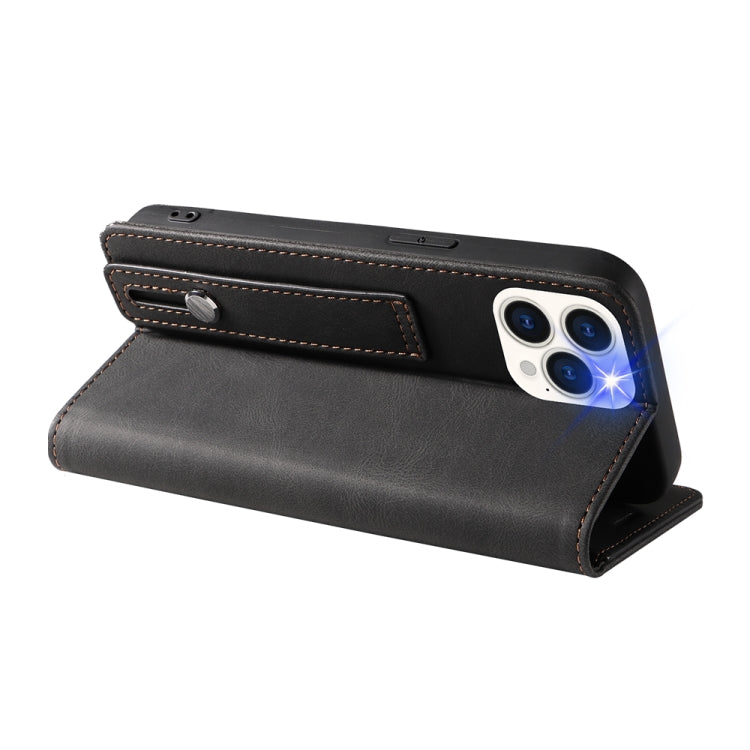 For iPhone 13 Pro Wristband Magnetic Leather Phone Case