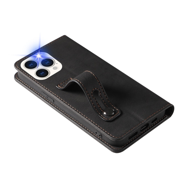 For iPhone 13 Pro Wristband Magnetic Leather Phone Case