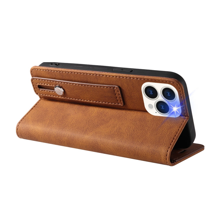 For iPhone 13 Pro Wristband Magnetic Leather Phone Case