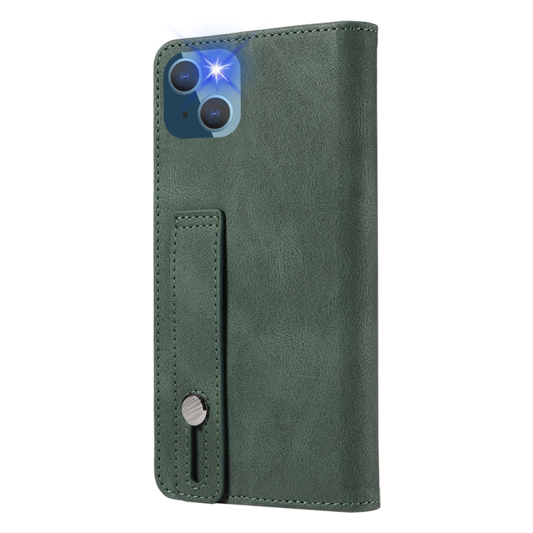 For iPhone 14 Wristband Magnetic Leather Phone Case