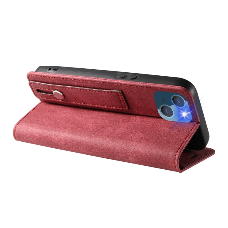 For iPhone 14 Wristband Magnetic Leather Phone Case
