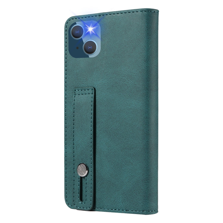 For iPhone 14 Wristband Magnetic Leather Phone Case