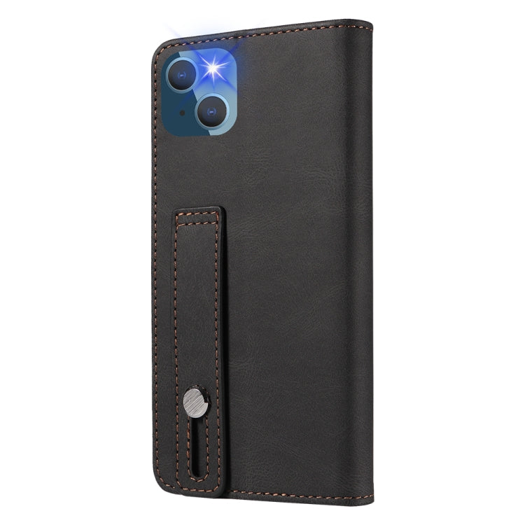 For iPhone 14 Wristband Magnetic Leather Phone Case