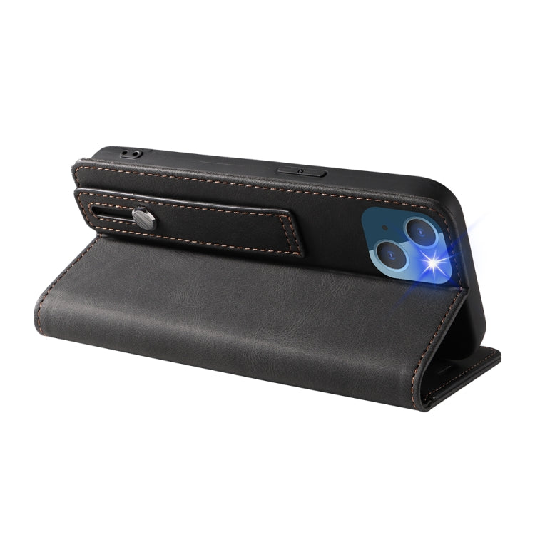 For iPhone 14 Wristband Magnetic Leather Phone Case
