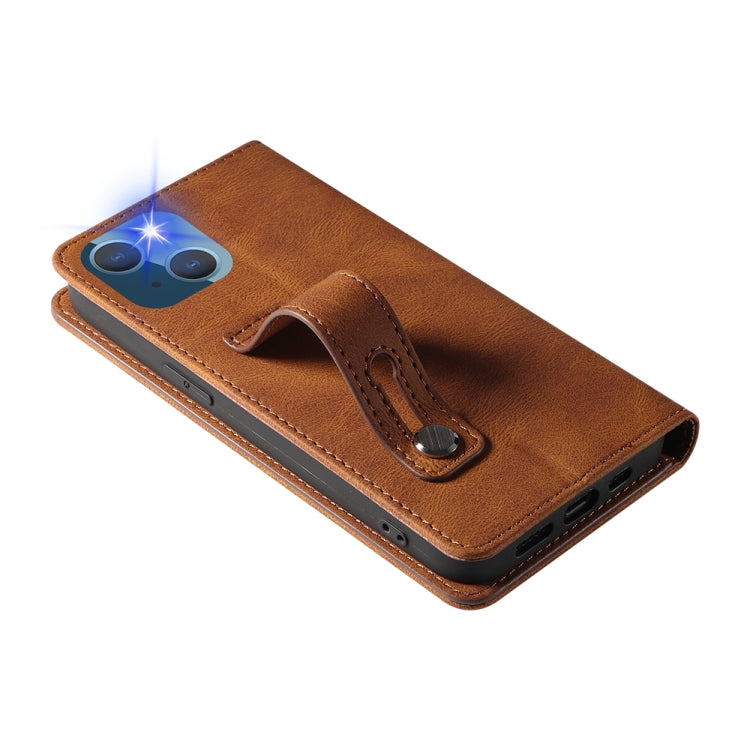 For iPhone 14 Wristband Magnetic Leather Phone Case