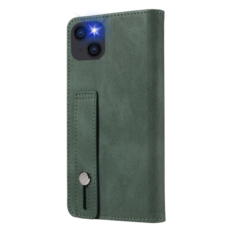 For iPhone 14 Plus Wristband Magnetic Leather Phone Case