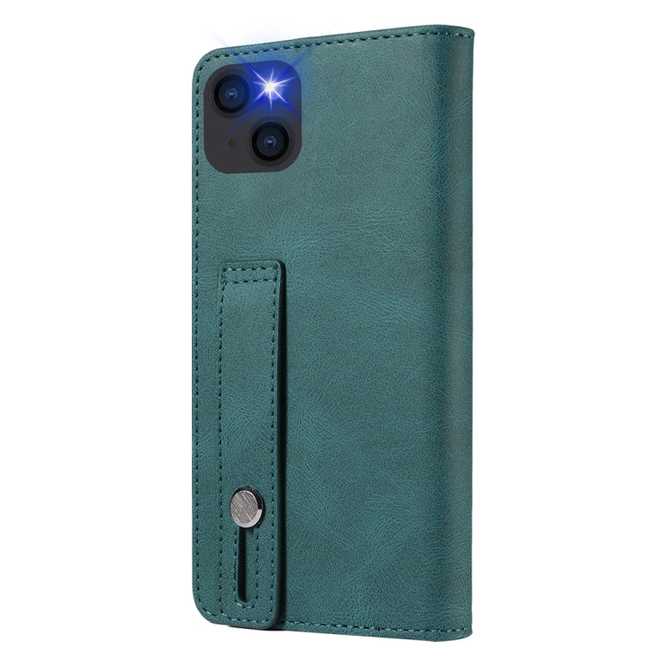 For iPhone 14 Plus Wristband Magnetic Leather Phone Case