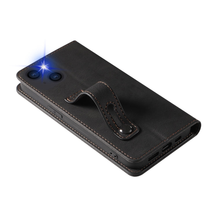For iPhone 14 Plus Wristband Magnetic Leather Phone Case