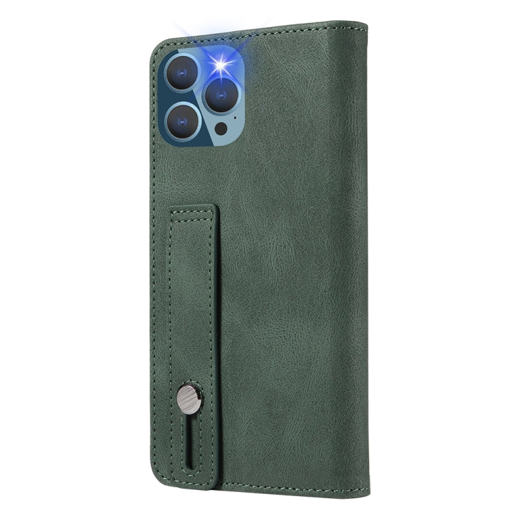For iPhone 14 Pro Max Wristband Magnetic Leather Phone Case