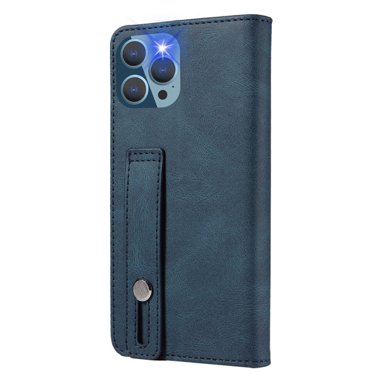 For iPhone 14 Pro Max Wristband Magnetic Leather Phone Case